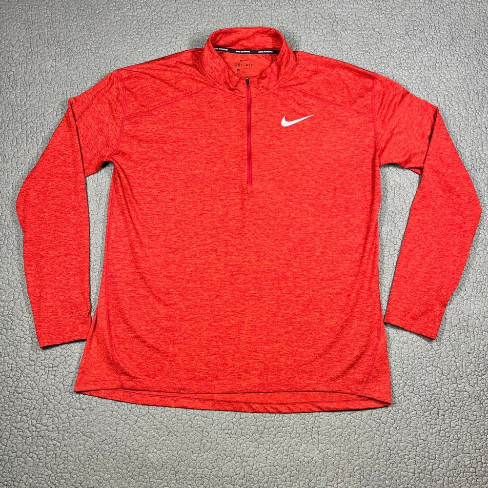 Nike Running Dri-FIT 1/4 Zip Pullover Red Heather AQ7903-687 Mens XL